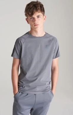 SikSilk Boys Grey Taped Raglan T-Shirt