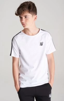 SikSilk Boys White Taped Raglan T-Shirt