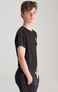 SikSilk Boys Black Taped Raglan T-Shirt