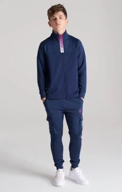 SikSilk Boys Navy Fade Zip Thru Funnel Neck -Style Zone Shop SSK 0277 4