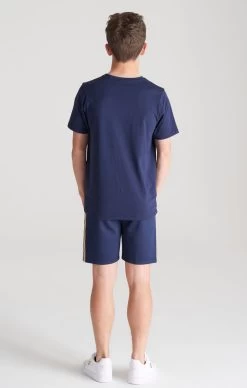 SikSilk Boys Navy Taped Pleated Short -Style Zone Shop SSK 0298 SSK 0294 012 copy 03415502 82c2 4958 90a2 f1fa49f7ed72