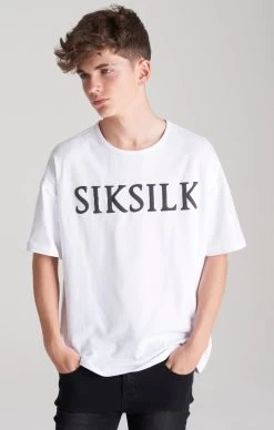 SikSilk Boys White Oversized T-Shirt