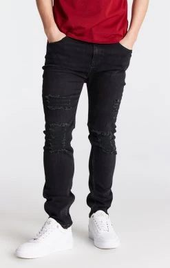 SikSilk Boys Black Distressed Slim Denim Jean
