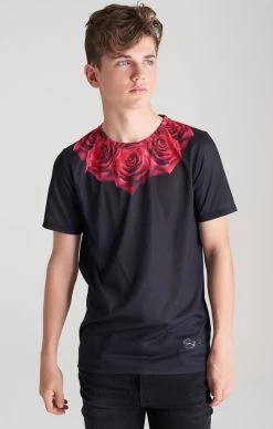 SikSilk Boys Black Rose T-Shirt