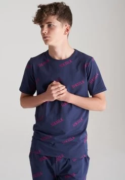 SikSilk Boys Navy Monogram Printed T-Shirt