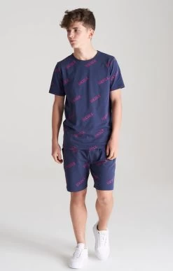 SikSilk Boys Navy Monogram Printed Short -Style Zone Shop SSK 0583 SSK 0583 005 4fb836df 12c6 463c 8174 bcac9fad06f9
