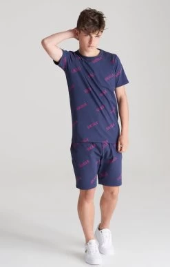 SikSilk Boys Navy Monogram Printed Short -Style Zone Shop SSK 0583 SSK 0583 010 aa6377a2 2cba 47c7 b460 a493f6827da4