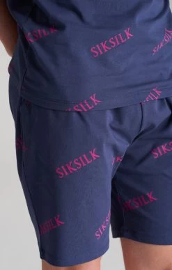 SikSilk Boys Navy Monogram Printed Short -Style Zone Shop SSK 0583 SSK 0583 019 4fd53913 ec4e 4388 9600 4d881869a9ca
