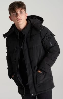 SikSilk Boys Black Puff Parka