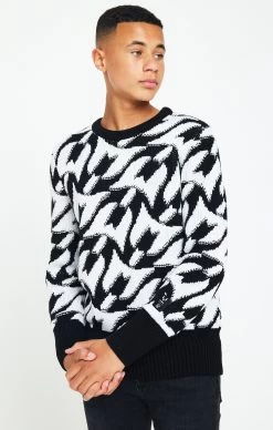 Boys Messi X SikSilk Black Chunky Knit Jumper
