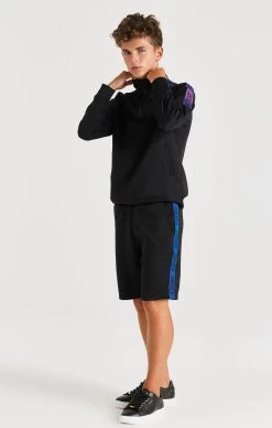 SikSilk Iridescent 1/4 Zip Funnel Neck - Black -Style Zone Shop SSK 0938 3 24bc850c 66fe 445a bfb3 e93a6a712416