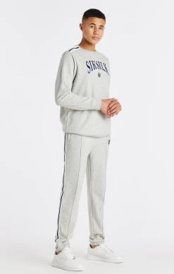 SikSilk Boys Grey Marl Varsity Crew Sweatshirt -Style Zone Shop SSK 1123 3