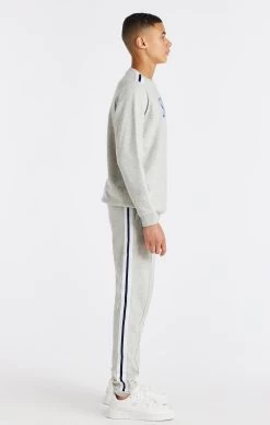 SikSilk Boys Grey Marl Varsity Crew Sweatshirt -Style Zone Shop SSK 1123 4