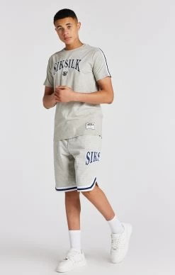 SikSilk Boys Grey Marl Varsity T-Shirt -Style Zone Shop SSK 1126 3