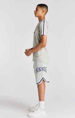 SikSilk Boys Grey Marl Varsity T-Shirt -Style Zone Shop SSK 1126 4