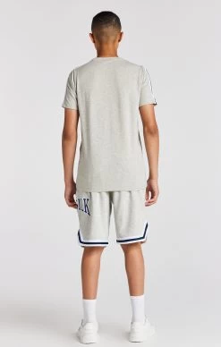 SikSilk Boys Grey Marl Varsity T-Shirt -Style Zone Shop SSK 1126 5