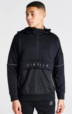 SikSilk Boys Black Half Zip Hoodie