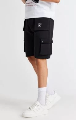 SikSilk Boys Black Cargo Short