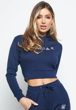 SikSilk Colour Signature Crop Hoodie - Blue