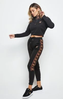 SikSilk Distinction Quarter Zip Crop Hoodie - Black -Style Zone Shop SSW 2180 3