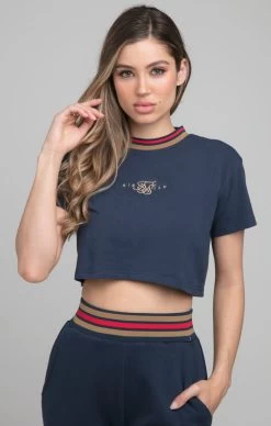 SikSilk Reign Crop Tee - Navy