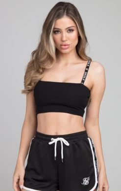 SikSilk Ribbed Tape Bralette - Black
