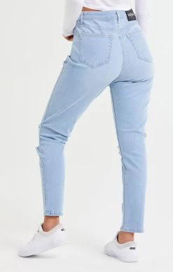SikSilk Light Blue Knee Rip Denim Mom Jean -Style Zone Shop SSW 2829.4 da12b607 ad89 49a4 a2ad 9dc717e1f570