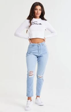 SikSilk Light Blue Knee Rip Denim Mom Jean -Style Zone Shop SSW 2829. 1 4d9dd013 c477 492e b6b2 de283064c42a