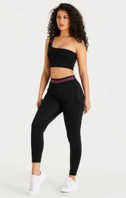 SikSilk Black Tape One Shoulder Crop Bralette -Style Zone Shop SSW 2871 SSW 2866 022
