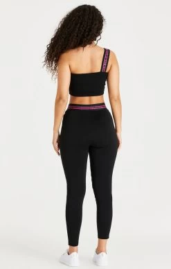 SikSilk Black Tape One Shoulder Crop Bralette -Style Zone Shop SSW 2871 SSW 2866 025