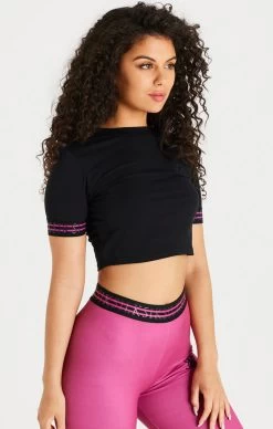 SikSilk Black Pro Crop T-Shirt