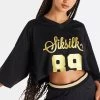 SikSilk Black Retro Football Crop Jersey -Style Zone Shop SSW 3004 SSW 3378 014 d0477395 a440 49f4 b923 aabf055ab127