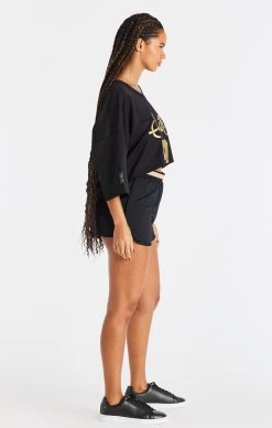 SikSilk Black Retro Football Crop Jersey -Style Zone Shop SSW 3004 SSW 3378 074 3559277d 7789 4830 bda8 d1043a910133