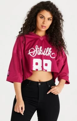 SikSilk Pink Retro Football Crop Jersey