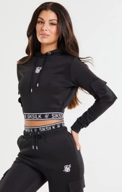 SikSilk Black Cropped Cargo Hoodie -Style Zone Shop SSW 3073 SSW 3074. 4 c13d0e4d 19d4 47c8 8094 708acbe4f47e