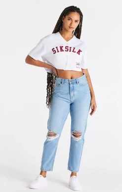 SikSilk White Baseball Crop Jersey -Style Zone Shop SSW 3210 3 fa4560de e3a2 4fc5 a765 ea9f644010bb