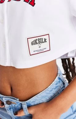 SikSilk White Baseball Crop Jersey -Style Zone Shop SSW 3210 6 706815d2 57d8 4b6e bafd 562c677573d3