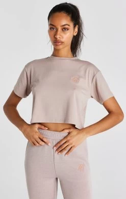 SikSilk Washed Pink Crop T-Shirt