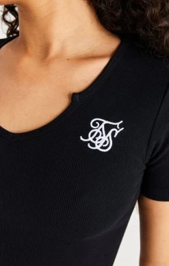 SikSilk Black Scoop Neck Ribbed Crop T-Shirt -Style Zone Shop SSW 3258 033 629b71f5 fca3 4cd1 81a7 dabe07d38dbd