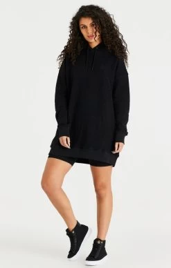 SikSilk Black Reverse Fleece Hoodie Dress -Style Zone Shop SSW 3392 028 127663d8 b9ea 4672 9c70 639cc448bd3c
