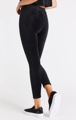 SikSilk Velour Embroidered Leggings - Black -Style Zone Shop SSW 3396 4