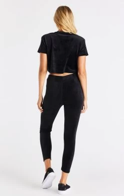 SikSilk Velour Embroidered Leggings - Black -Style Zone Shop SSW 3396 5