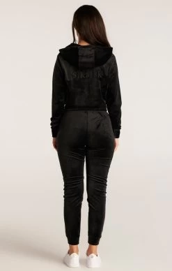 SikSilk Velour Embroidered Joggers - Black -Style Zone Shop SSW 3400 5 00cb67af 4914 4fe1 9d06 5f54cf1f0069