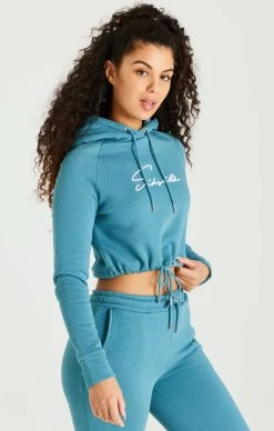 SikSilk Teal Essential Cropped Hoodie