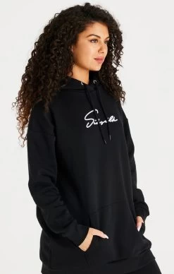 SikSilk Black Oversize Hoodie Dress