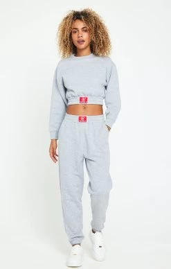 SikSilk Grey Marl Cropped Sweatshirt -Style Zone Shop SSW 3542 3 7b37c45c 393b 48e4 9186 2e073114de58