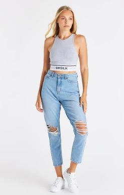 SikSilk Essential Racer Crop - Grey Marl -Style Zone Shop SSW 3544 3 aabc9b95 5d21 43eb b57c a4e253308806