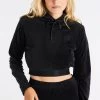 SikSilk Black Velour Cropped Hoodie -Style Zone Shop SSW 3765 1 db4ad920 20e9 4ca2 a78d b95b5dd7d287
