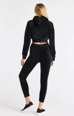 SikSilk Black Velour Cropped Hoodie -Style Zone Shop SSW 3765 5 83e3c58b 654f 4d37 b0f4 8d70fad3d3f5