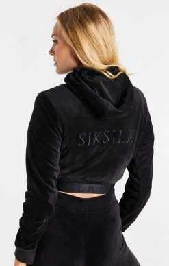 SikSilk Black Velour Cropped Hoodie -Style Zone Shop SSW 3765 6 b825cf48 b999 46da bd4a 1acc2629fa44